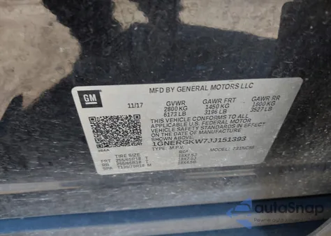 2018 Chevrolet Traverse 1Lt z USA, uszkodzony, nr VIN 1GNERGKW7JJ151393